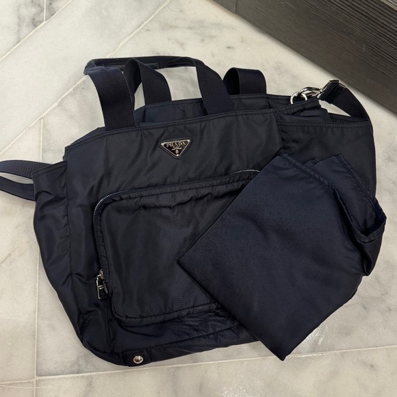Authentic Prada Diaper Bag, NAVY, like new with changing...